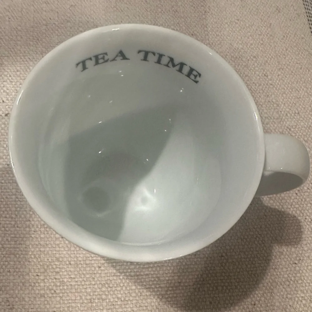 Pottery Barn Tea Time White Black Mug